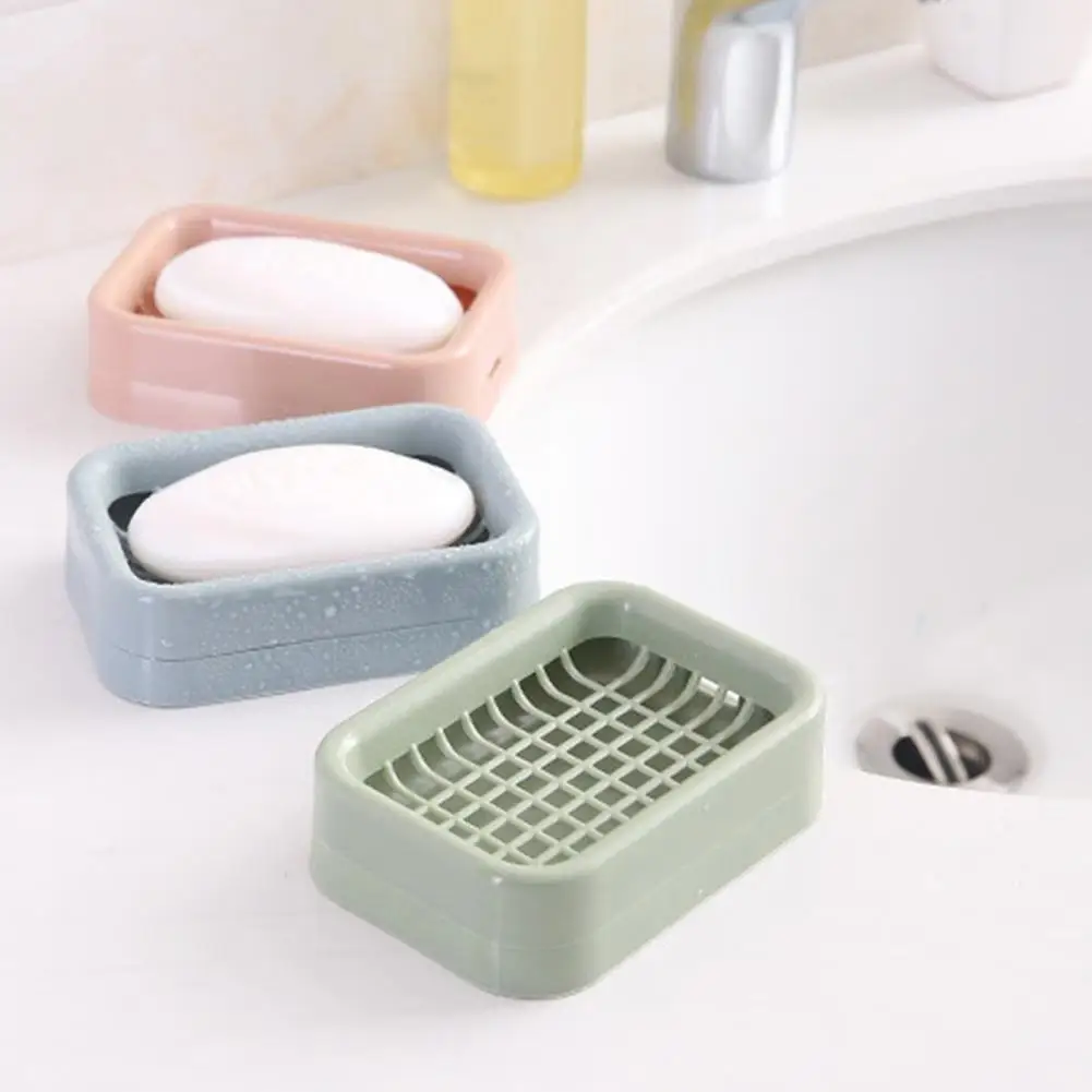 Double Layer Mesh Drainage Soap Box Stylish Bathroom Organizer for Hotel Home Quick Drying Soap Holder with Smooth Edge