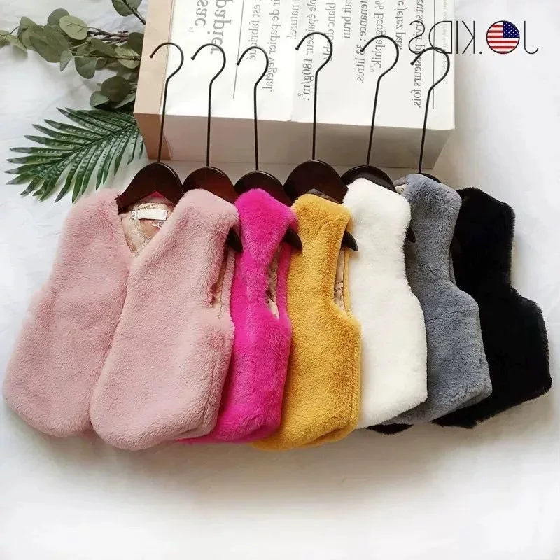 

New Boys and Girls Plus Cotton Vest Fur Fur Vest Winter 1-3-6 Year Old 12 Baby Outer Vest Fashion Casual