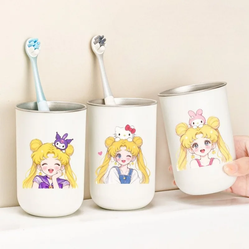 

New Sailor Moon Cute Cartoon 304 Stainless Steel Mouthwash Cup Kawaii Girl Heart Water Bingyue Home Drinking Cup Holiday Gift