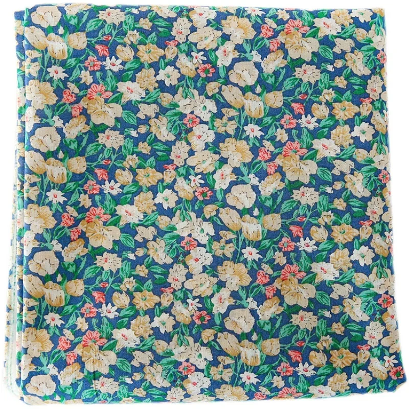 145x50cm 60S Thin Soft Cotton Yarn Flower Blue Green Background Clothing Sewing Fabric, Making Dress Handmade DIY Sewing Cloth - view 6