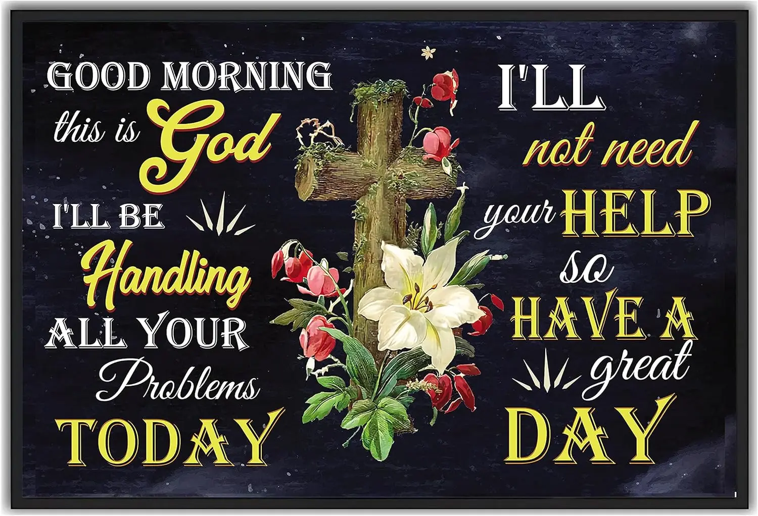 Retro Metal Tin Sign 8 X 12 Inches Good Morning This is God. I'll Be Handling All Your Problems Today Religious Wall Decor A