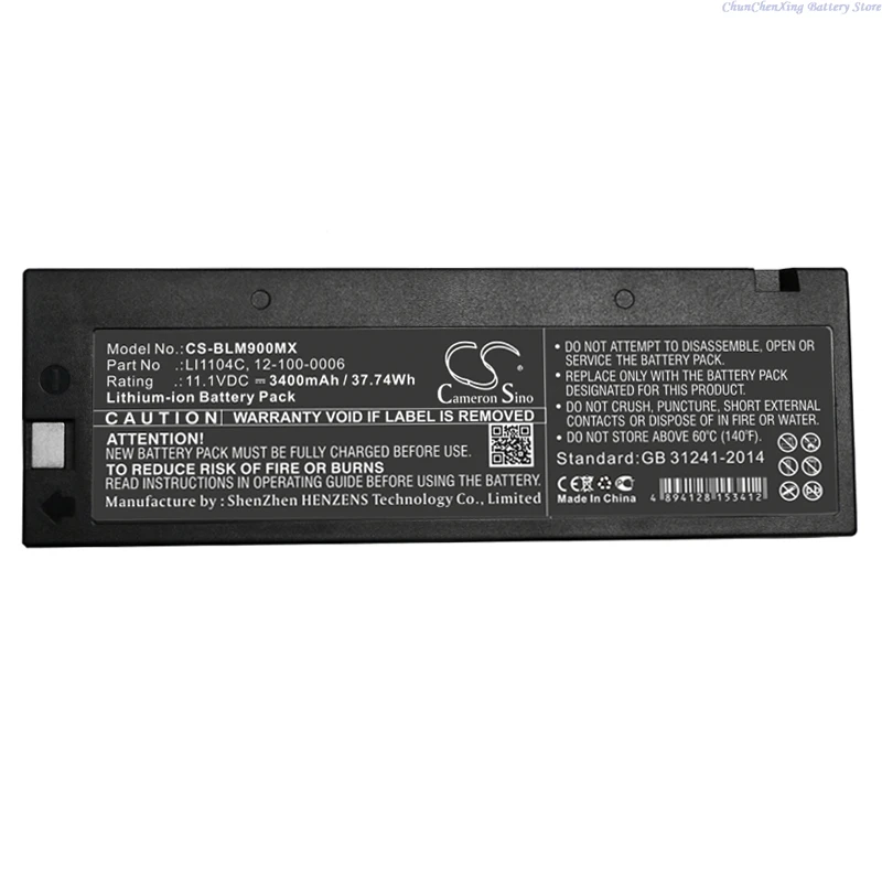 CS 11.1V 2600mAh/3400mAh Medical Battery LI1104C for Biolight Moniteur M8000 M9000 M9000A M9500 M66 PM-9000A M8500 M69 LMS-10