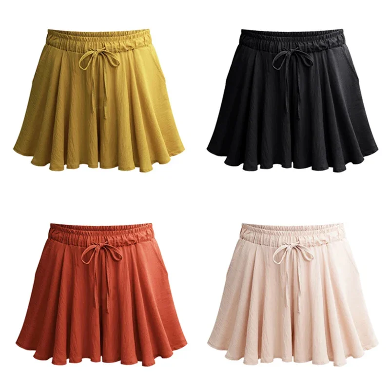 Summer Plus Size Shorts Skrits M - 6XL 3XL 4XL 5XL High Waist Drawstring Loose Solid Casual Brand Plus Size Clothing For Women