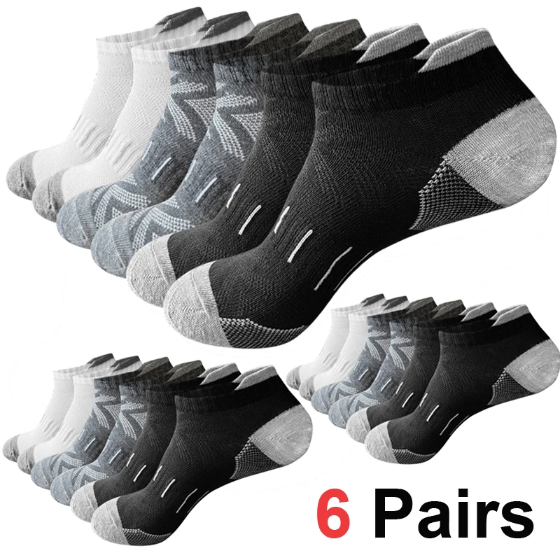 6/12 Pairs Cushioned Athletic Ankle Socks Breathable Mesh Moisture Wicking Low Cut with Arch Support for Running Gym And Sports