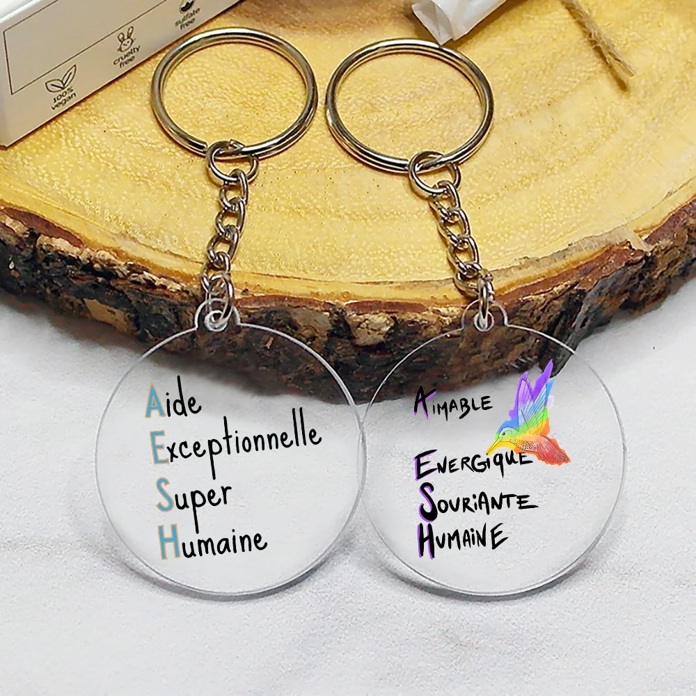 AESH In France Acrylic Key Chains Teacher'day Original and Practical Teacher'gift Key Chain Ring Chains Acrylic Ornaments