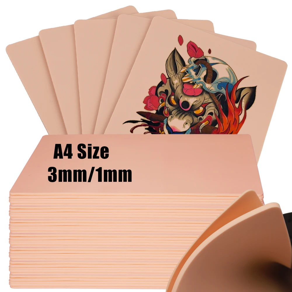 

A4 Size 3/1MM Tattoo Practice Skin Double Sides Tattoo Fake Skin Soft Silicone Tattoo Skin Permanent Makeup Tattoo Accessories