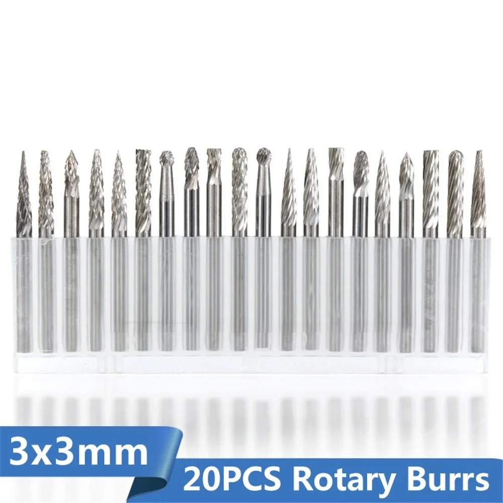 Tungsten Carbide Rotary Burrs 3X3Mm  Tools Accessories Singe Cut and Double   Files