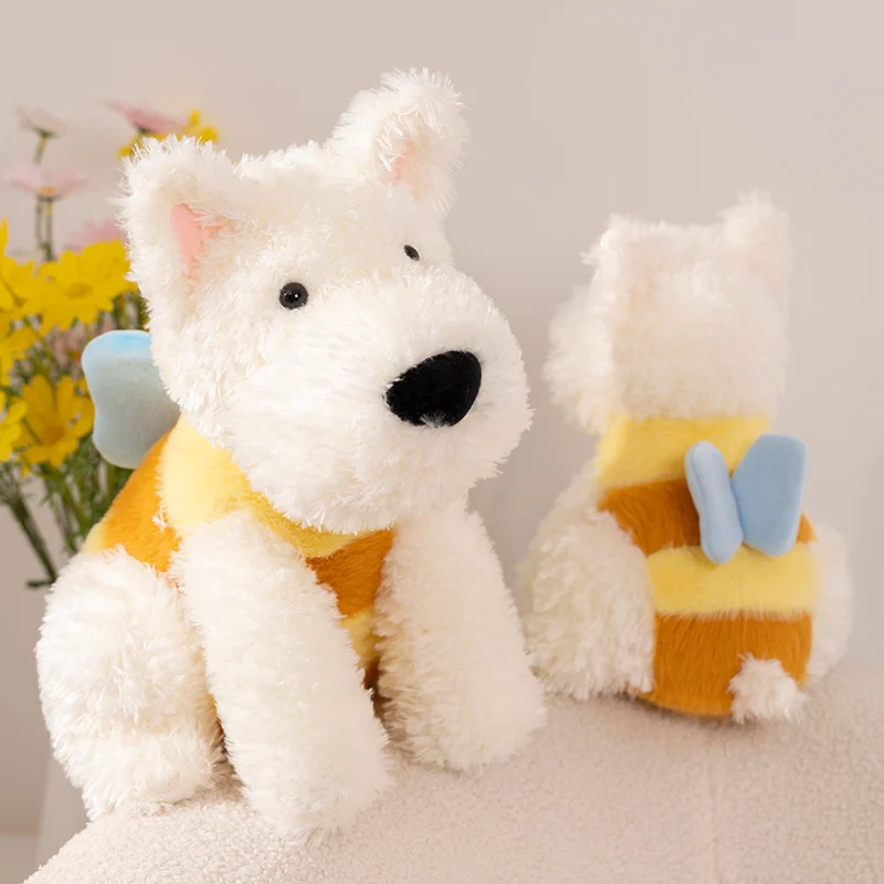 Lifelike Plush West Highland White Terrier Toy Fluffy Real-life Stuffed Animals Dog Cosplay Bee Kids Toy Birthday Gift