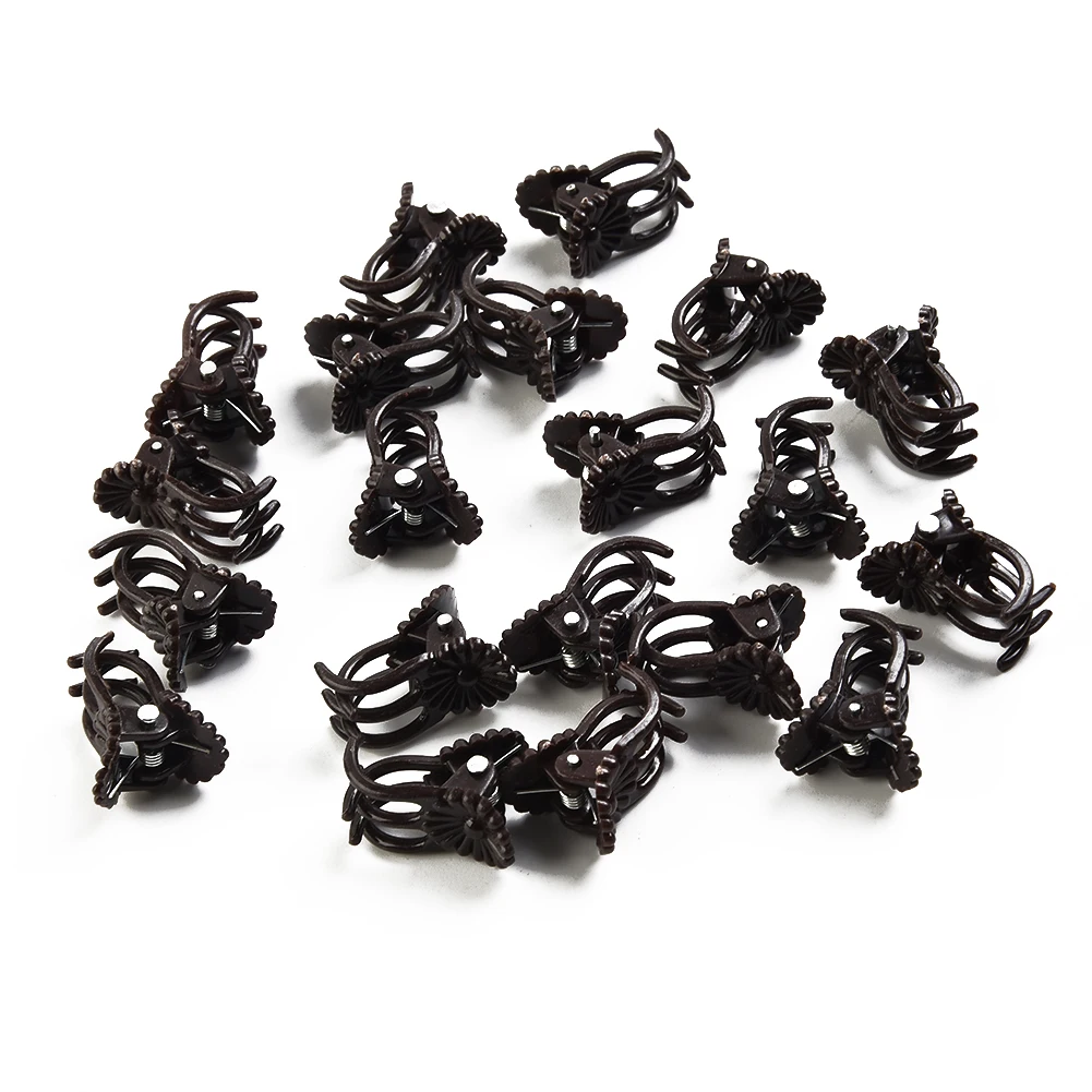 20pcs/set 6-Claw Plant Clips Climbing Vine Stem Clasp Tied Orchid Flower Support Clamps Bundle Branch Garden Tool Brown Green