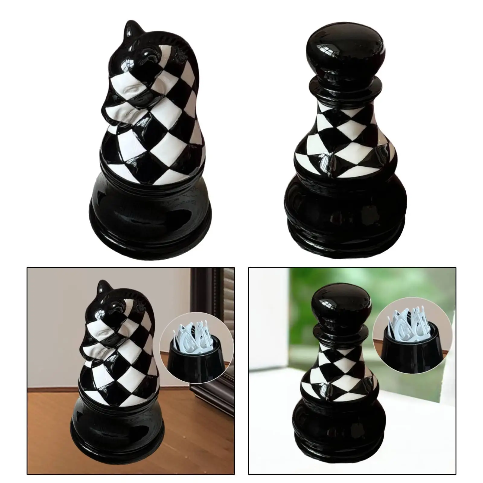 Elegant Chess Figure Ceramic Toothpick Holder Dispenser Home Decor Collectible for Restaurant Diner Kitchen Shelf