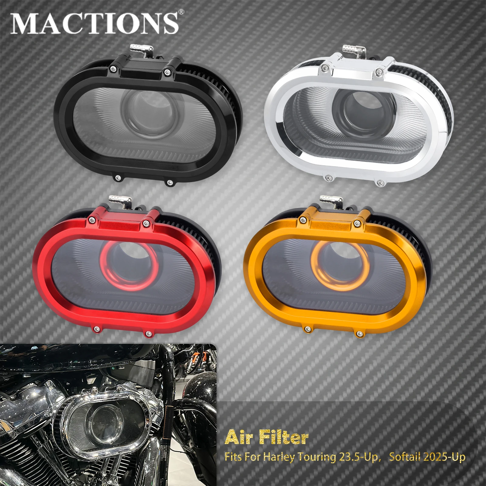 Filtro de Ar Oval Redondo para Motocicleta Harley Softail Breakout Fat Boy FXBR FXBB Heritage Classic Low Rider S Touring