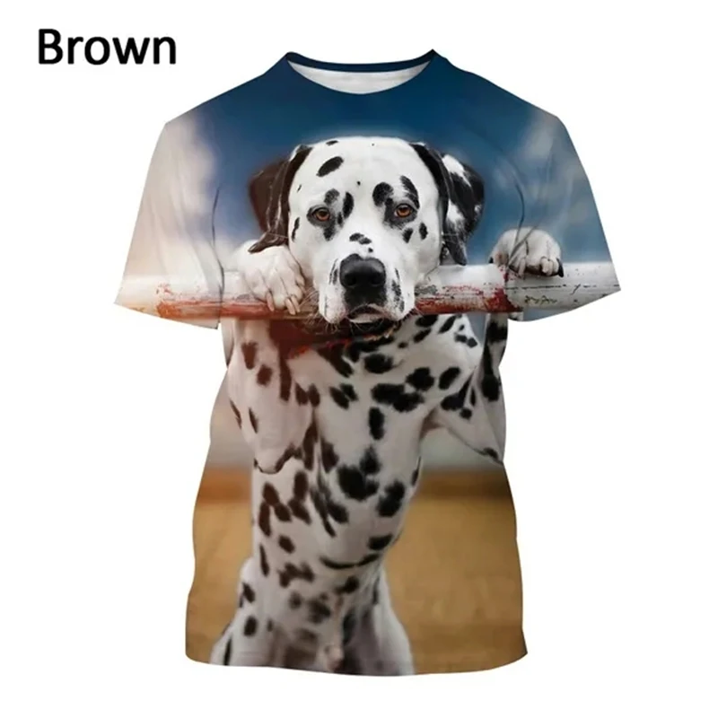 Summer Short-Sleeved Men\'s T-Shirt 3D Animal Dalmatian Funny T-Shirt Anime Cute Aalmatian Shiba Inu Street Slothing Women Tees