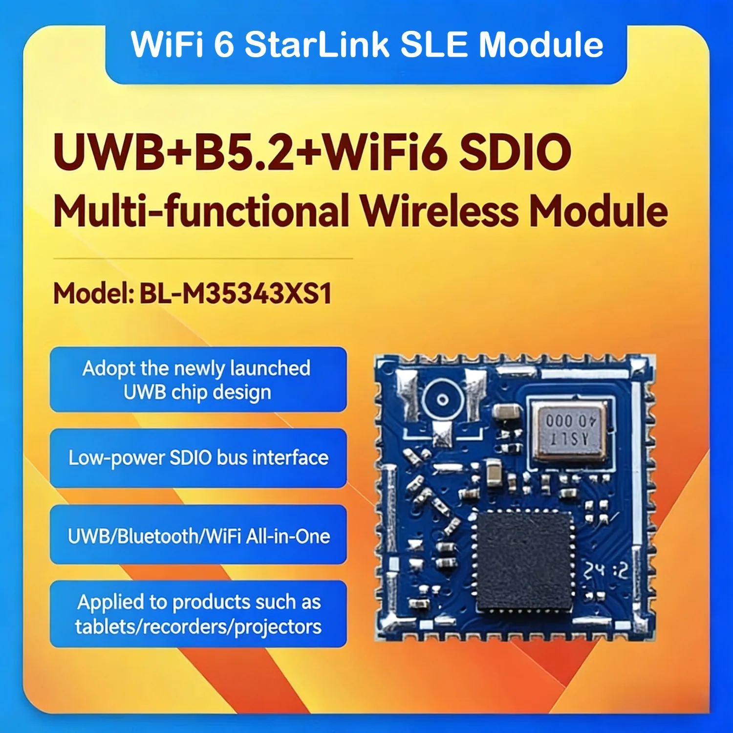 BL-M35343XS1 WiFi 6 StarLink SLE Module BLE Module with Network Config Bluetooth Audio for IPC Camera