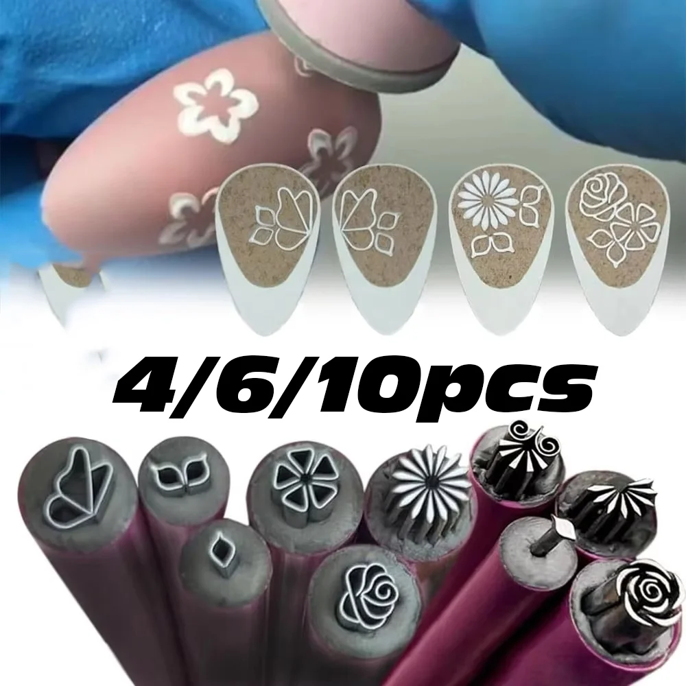 4/6/10pcs Flower Graffiti Nail Art Stamp Pen Set Butterfly Rose Pattern Nail Graffiti Pen Handicraft Nail Manicure Drawing Tools