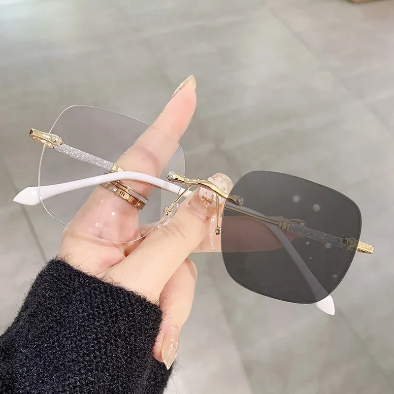 Photochrome Anti-Strahlungs-Rahmenlose Brille für Damen und Herren, randlose Übergangsbrille, 2-in-1-Brille – Detail 7