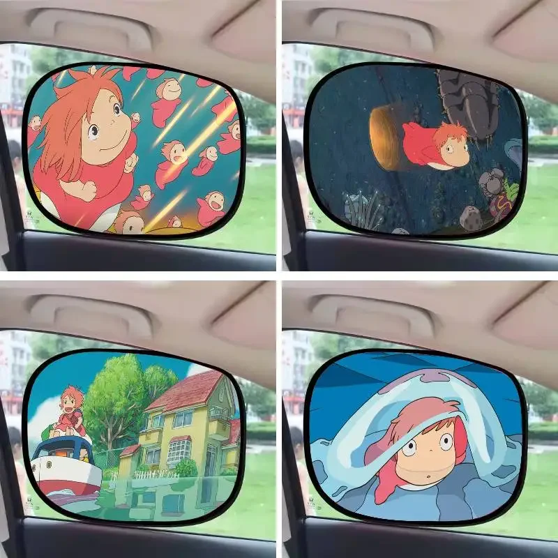 

Солнцезащитные козырьки для боковых окон с героями мультфильмов P-PonyoS, автомобильная электростатическая пленка, защитные козырьки для боковых окон, лобовое стекло, солнцезащитный козырек для детей