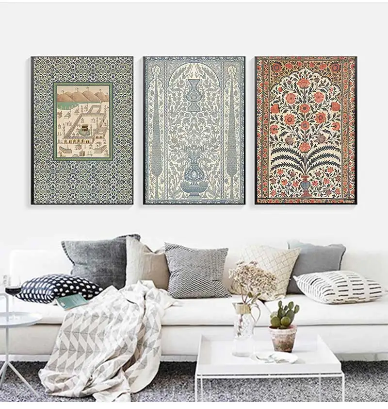 Masjid An-Nabawi Masjid Al Haram Masjid Al Aqsa Poster Canvas Painting Print Islamic Wall Art Muslim for Living Room Home Decor