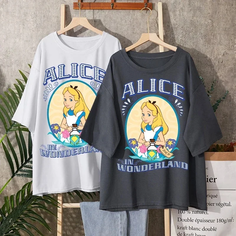 2023 New Women T-shirt Disney Dark Princess Short Sleeve T Shirt Disney Bad Girl Graphic Tees Cartoon Anime Y2k Clothes Tops