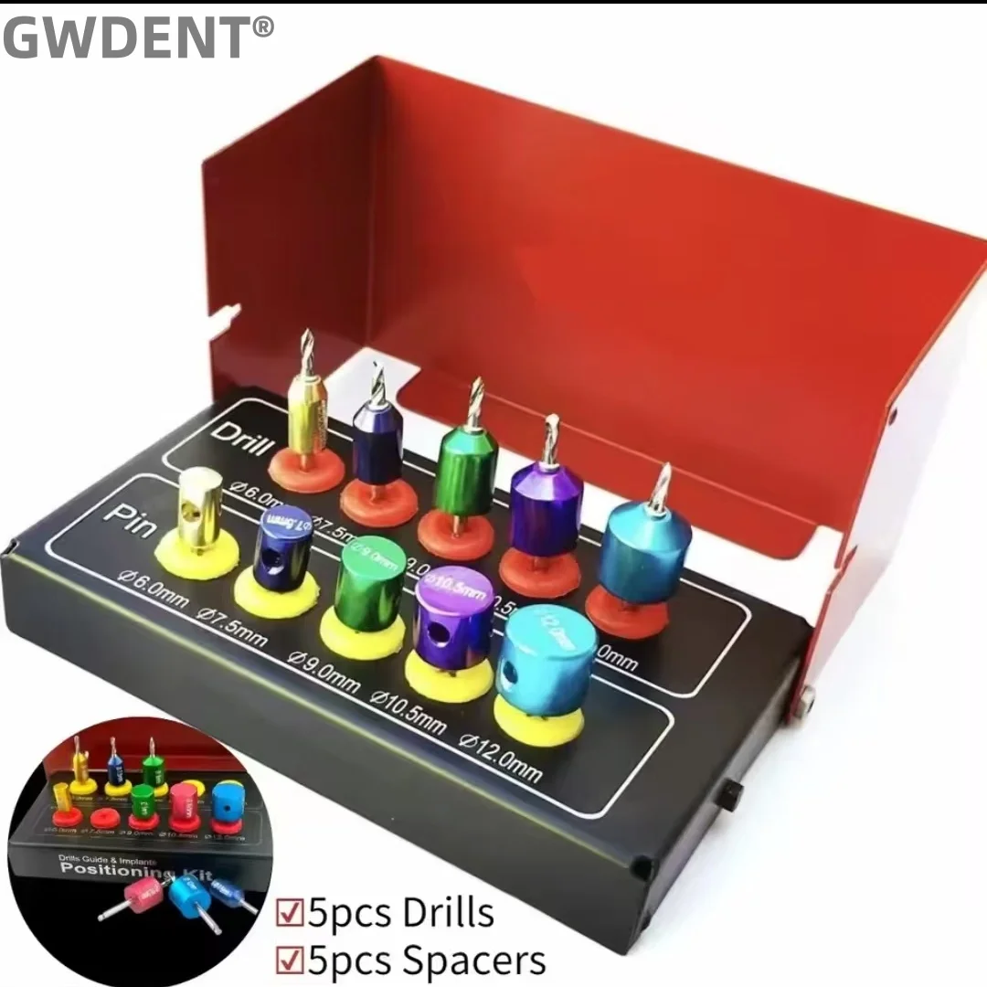 1set Dental Implant Guide Drill Positioning Drill Kit Titanium Guided Surgery Pins Dental Instruments and Tool Dental Supplies