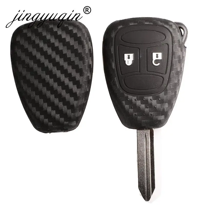 jingyuqin 2 Button Carbon key Cover Case for Chrysler 300 PT Cruiser Sebring Dodge Caliber Nitro Jeep Compass Liberty Remote Fob