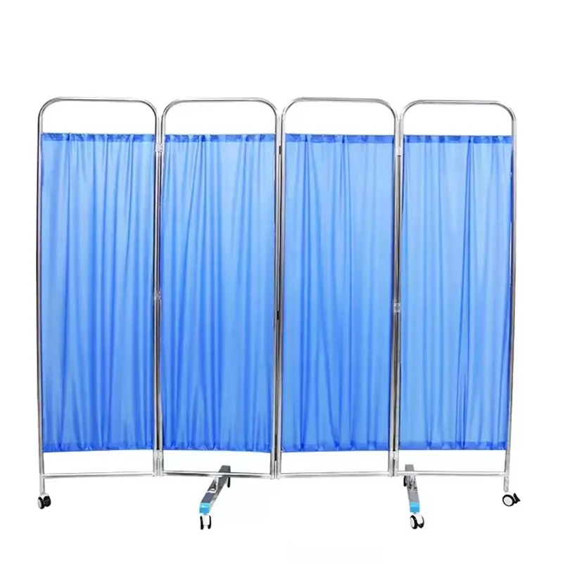 ستارة شاشة قابلة للطي مكونة من 4 ألواح من مستشفى، 4 أضعاف من الفولاذ المقاوم للصدأ، شاشة جناح المستشفى #5