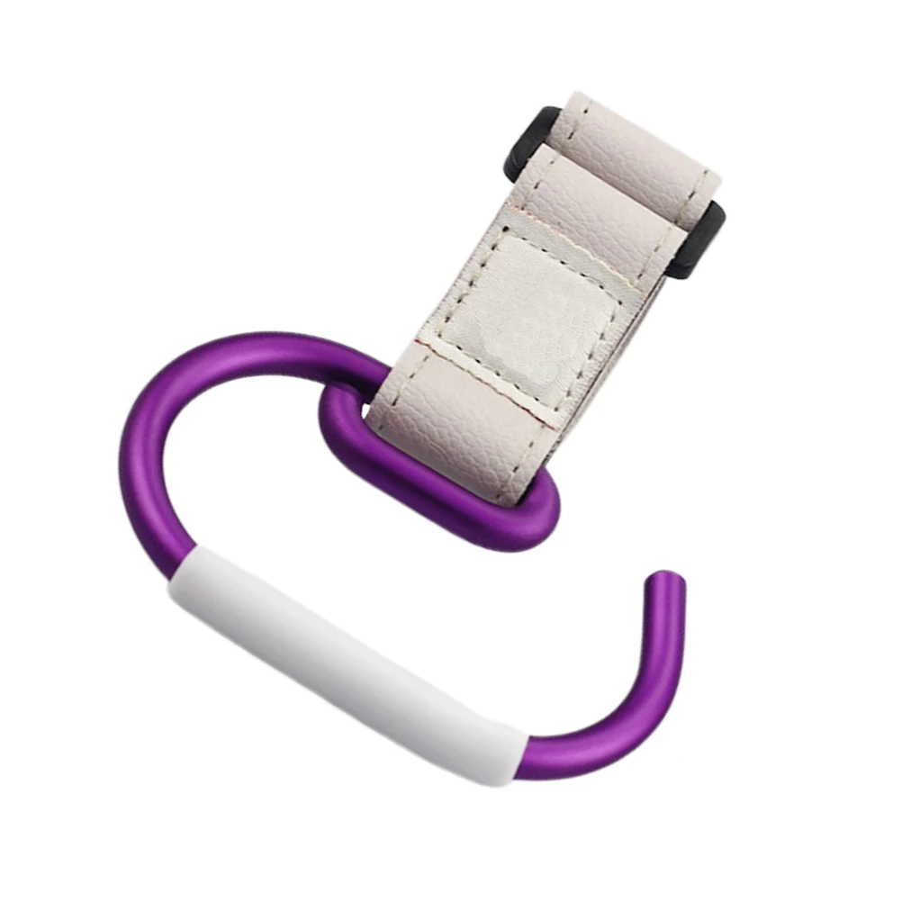 Gancho para cochecito de bebé, gancho para cochecito de alta resistencia, organizador de accesorios para cochecito, bolsas para pañales colgantes, bolso, carrito, uso en bicicleta, color morado