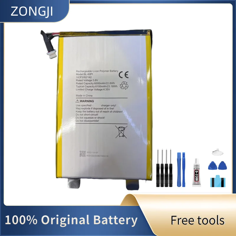 ZONGJI New Compatible Battery For Itel BL-60Pi BL-60Pi 6000mAh Batteries +Free Tools