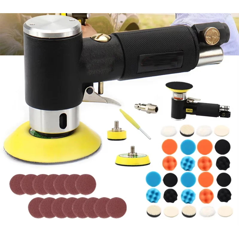 

48Pcs 2'' 3'' Mini Orbital Air Sander Pneumatic Polishing Grinding Machine Air Tools Buffer Dual Action Orbital Polisher for Car