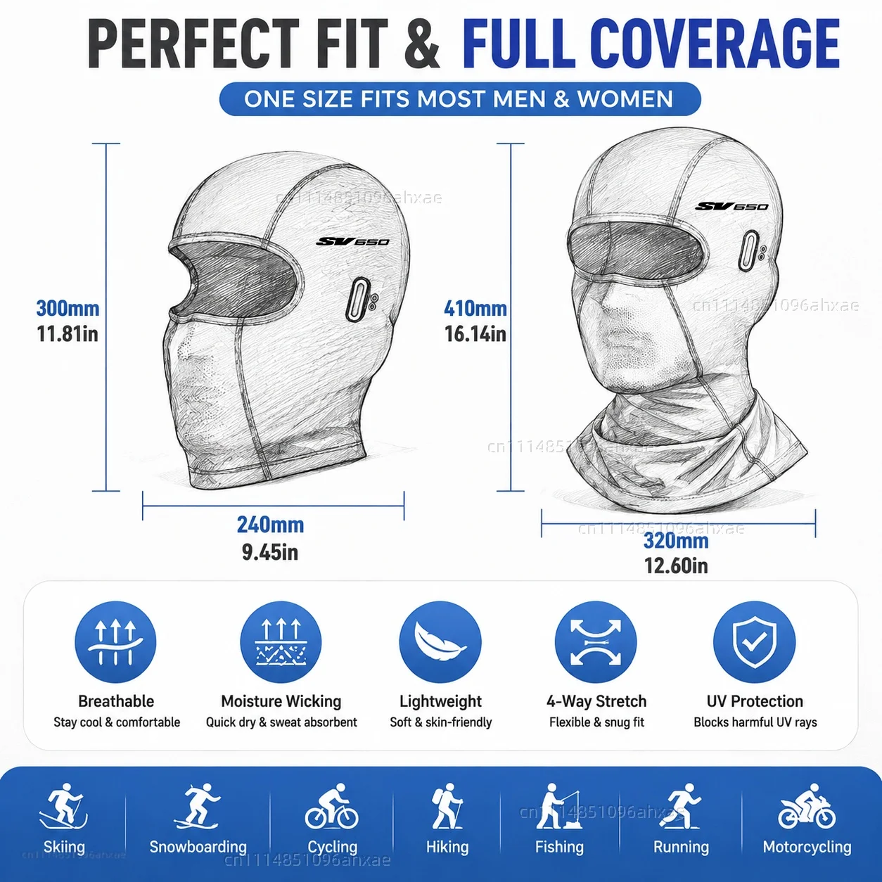 For SUZUKI SV650 sv 650 Motorcycle Balaclava Summer Glasses Face Breathable Hole Winter Warm breathable waterproof cycling view 2