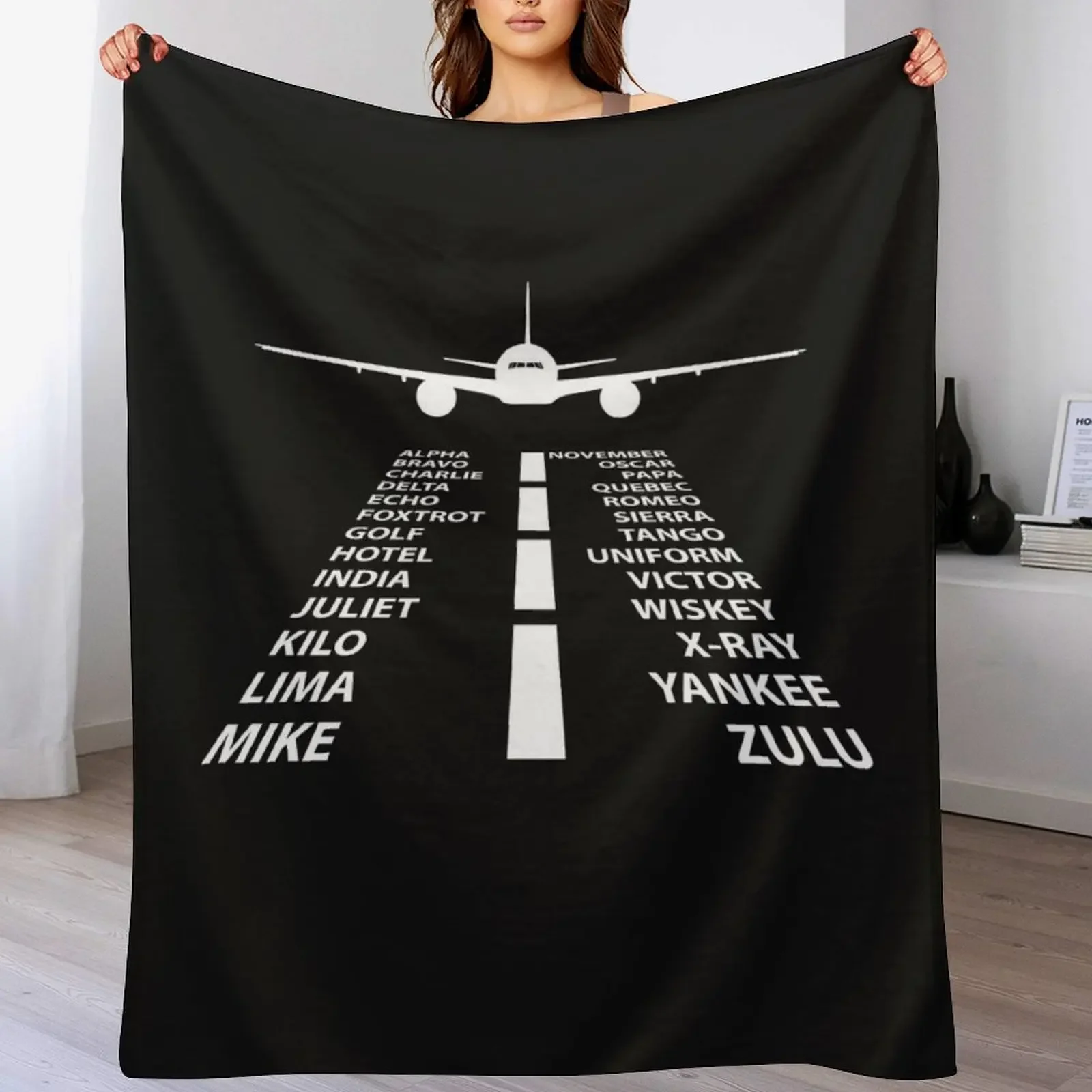 Phonetic Alphabet Pilot Airplane Funny Aviation Gift Throw Blanket Warm Cozy Throw Blanket for Living Room Couch