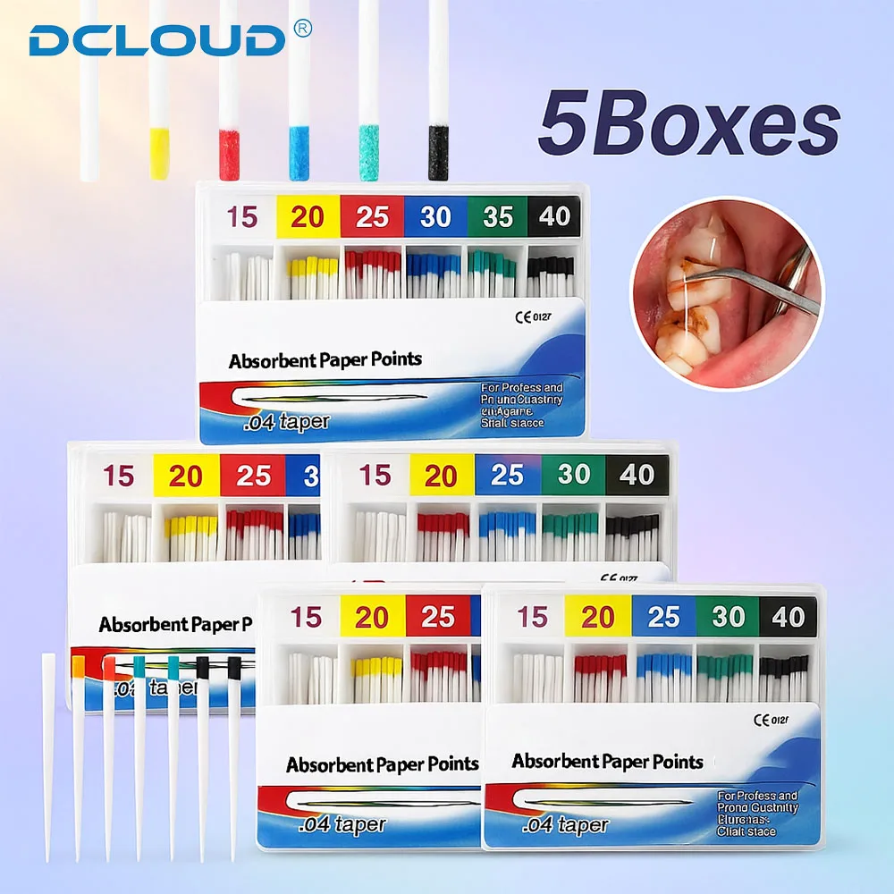 

5 Boxes Dental Absorbent Paper Points Sterile Mixed Sizes 02 04 06 Taper 15-40#F1 F2 F3 Endodontics Paper Tips Dentist Material