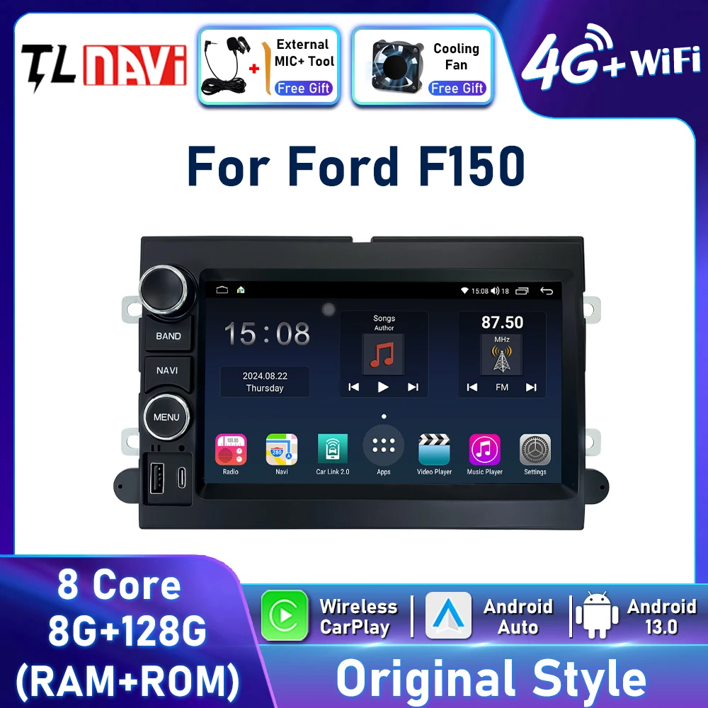 Pantalla de 7 "para Ford F150 Explorer Escape Sport Lincoln Expedition reproductor Multimedia navegación GPS Android Auto Radio Carplay