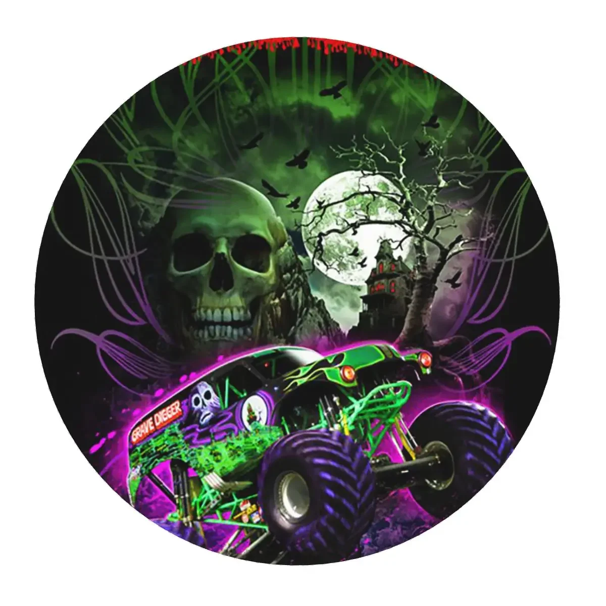 Classic Monster Jam Truck Pattern Round Mouse Pad Computer Keyboard Mouse Mat Gaming PC Desk Mat Office Table Mats