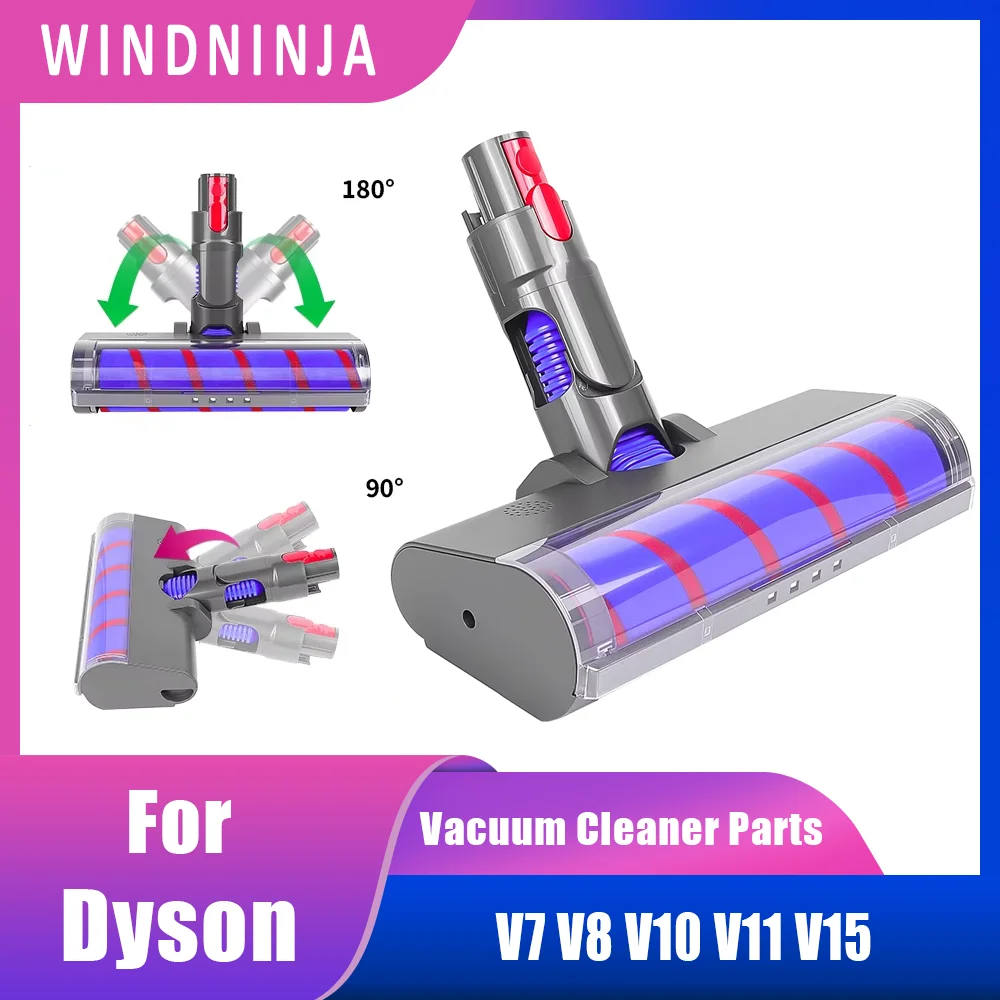 

Brush Head Part For Dyson V7 V8 V10 V11 V15 Vacuum Cleaner Soft Roller Brushes Direct Drive 4 LED Light Quiet Durable Parts