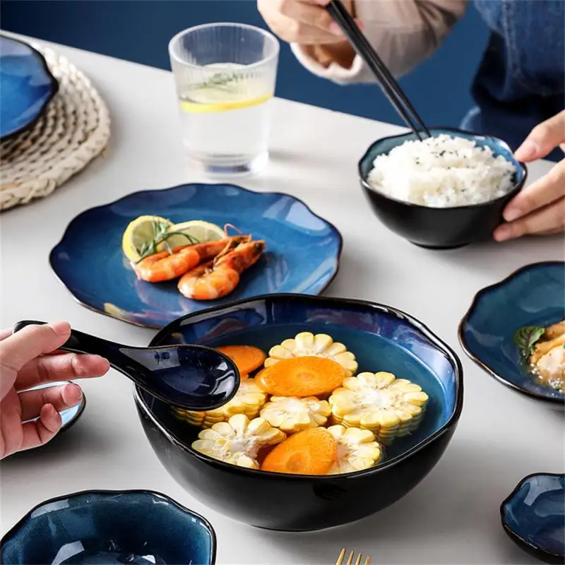 Soup Bowl Multiple Device Types Tough And Soft As Jade Blue Kiln Glaze Lamian Noodles Soup Bowl Northern Europe Noodles Bowl