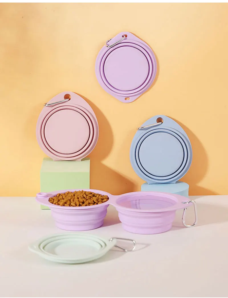 Faltbare Hundenapf-Set aus Silikon: Doppelnapf, Zusammenklappbarer Futter- und Wassernapf für Outdoor und Reisen, Trinknapf für Hunde – Detail 2