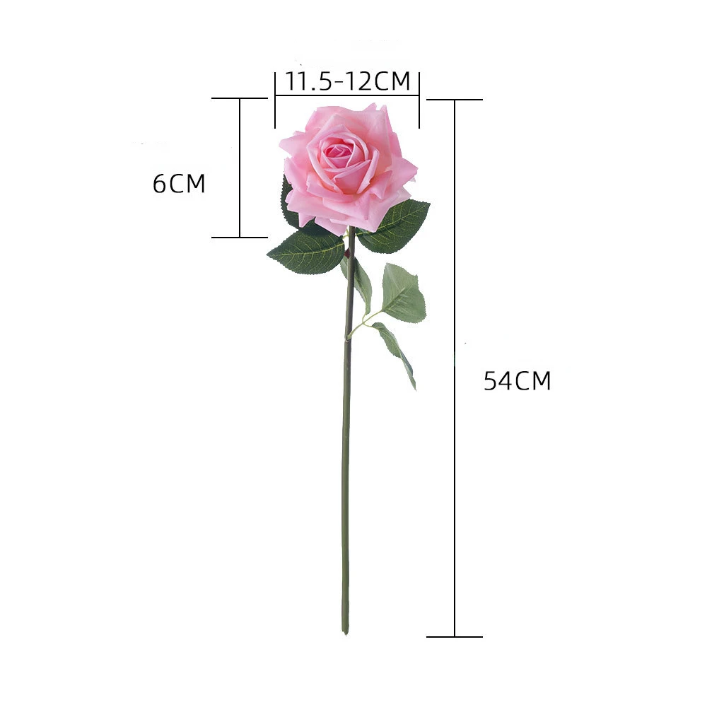 Artificial Flowers Curled-edge Cloth Roses Branch Hotel Decoration Simulation Flower Real Touch Fake Rose Room Decoration Floral