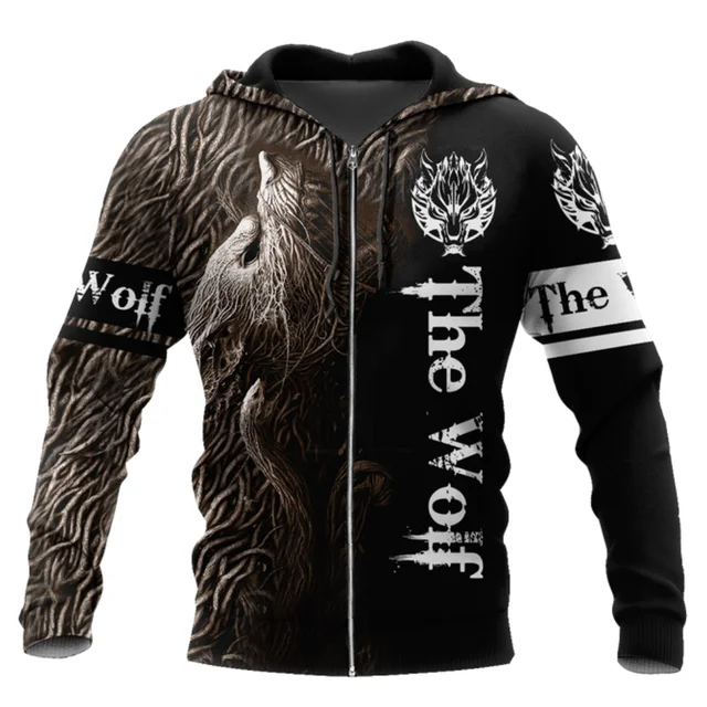 New Men\'s Hoodie Zipper Tiger 3D Printed Animal Wolf Fun Hoodie Fashion Four Seasons Coat Men\'s Fashion Trend Top