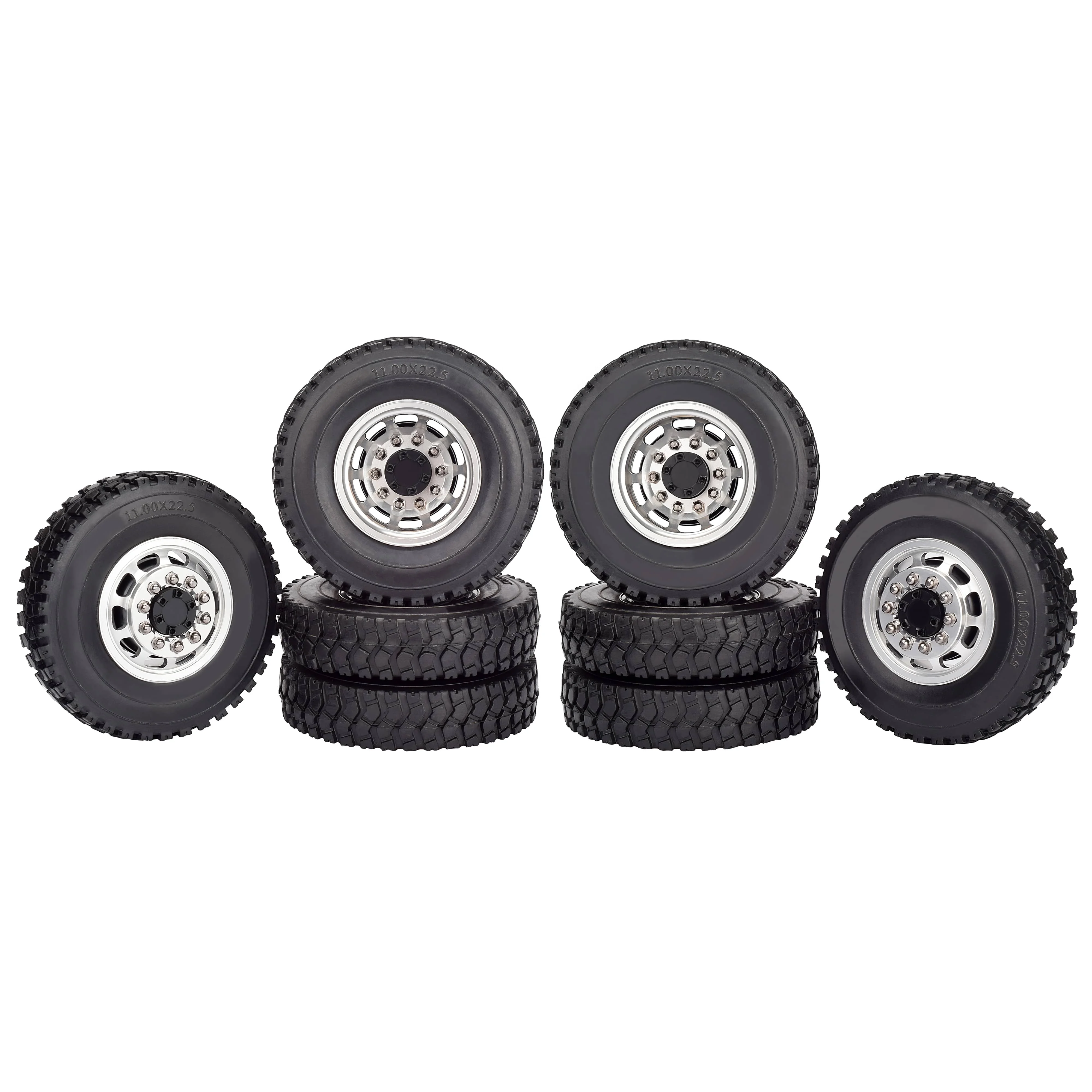 

RC 1/14 Front&Rear Truck Rubber Wheel Tires with 10 Spokes Aluminum Rims For Tamiya Tractor SEMI Trailer