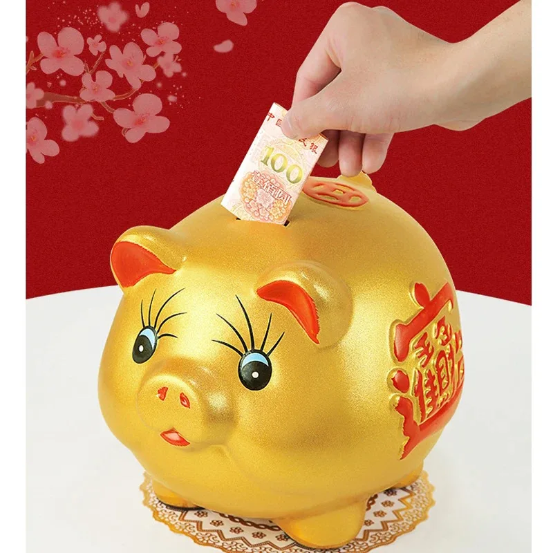 Creative Golden Pig Piggy Bank New Coin Bank Cute Cartoon Piggy Bank Gift Craft Money Box Savings Home Decor