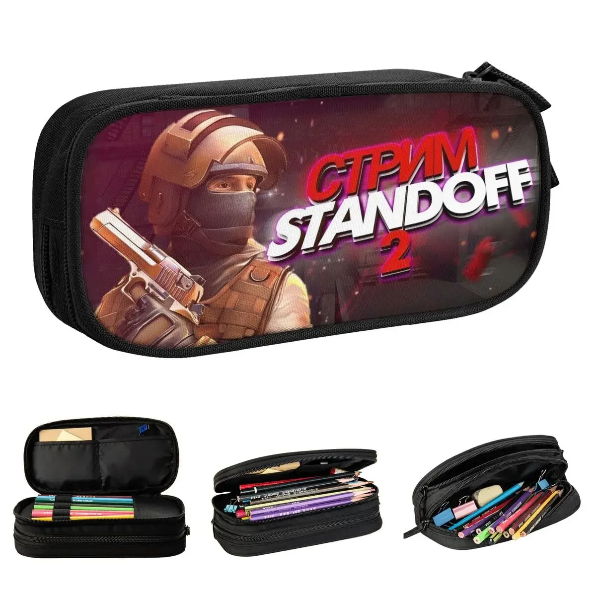 Creative Standoff 2 Game Pencil Cases Shooter Pencil Pouch Pen Box for Student Big Capacity Bag Students School Gift Stationery