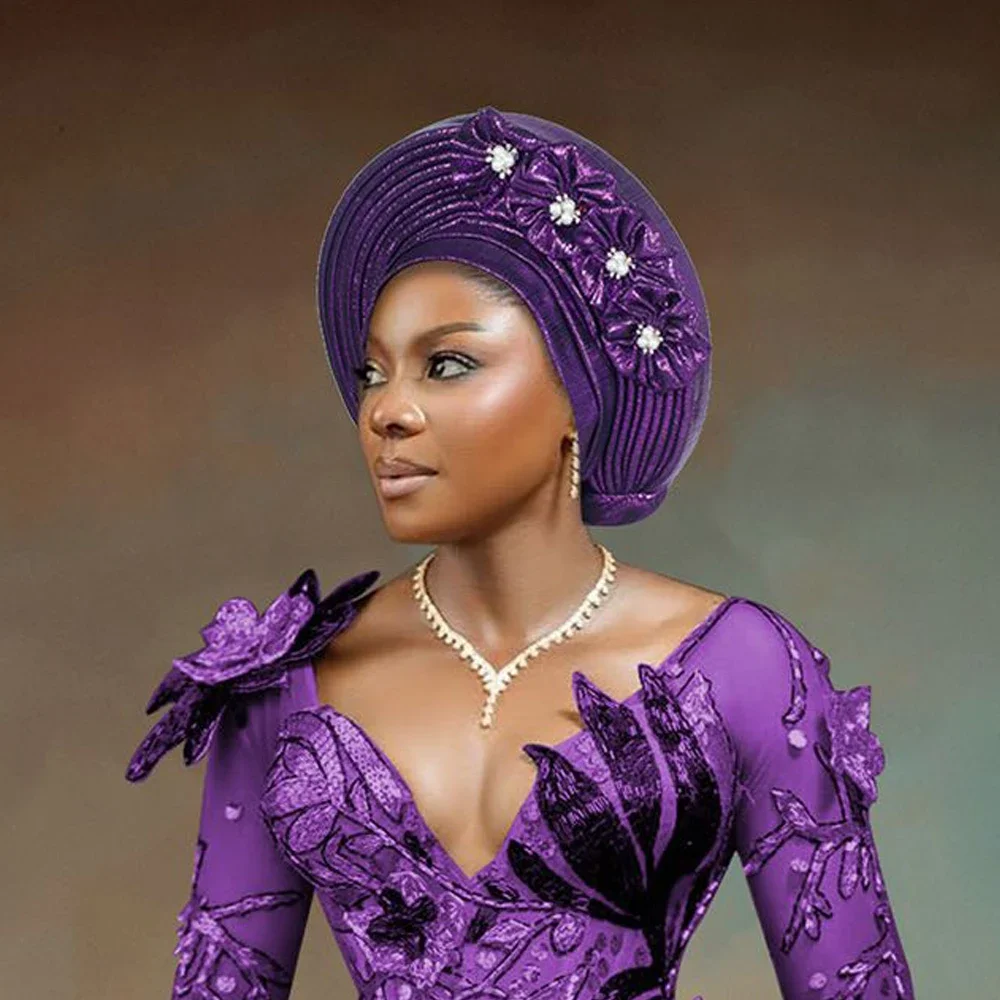 

Новая модная африканская женская кепка с автогелем, индийская шляпа, роскошная этническая повязка на голову, нигерийский головной убор для свадебной вечеринки, капот, хиджаб