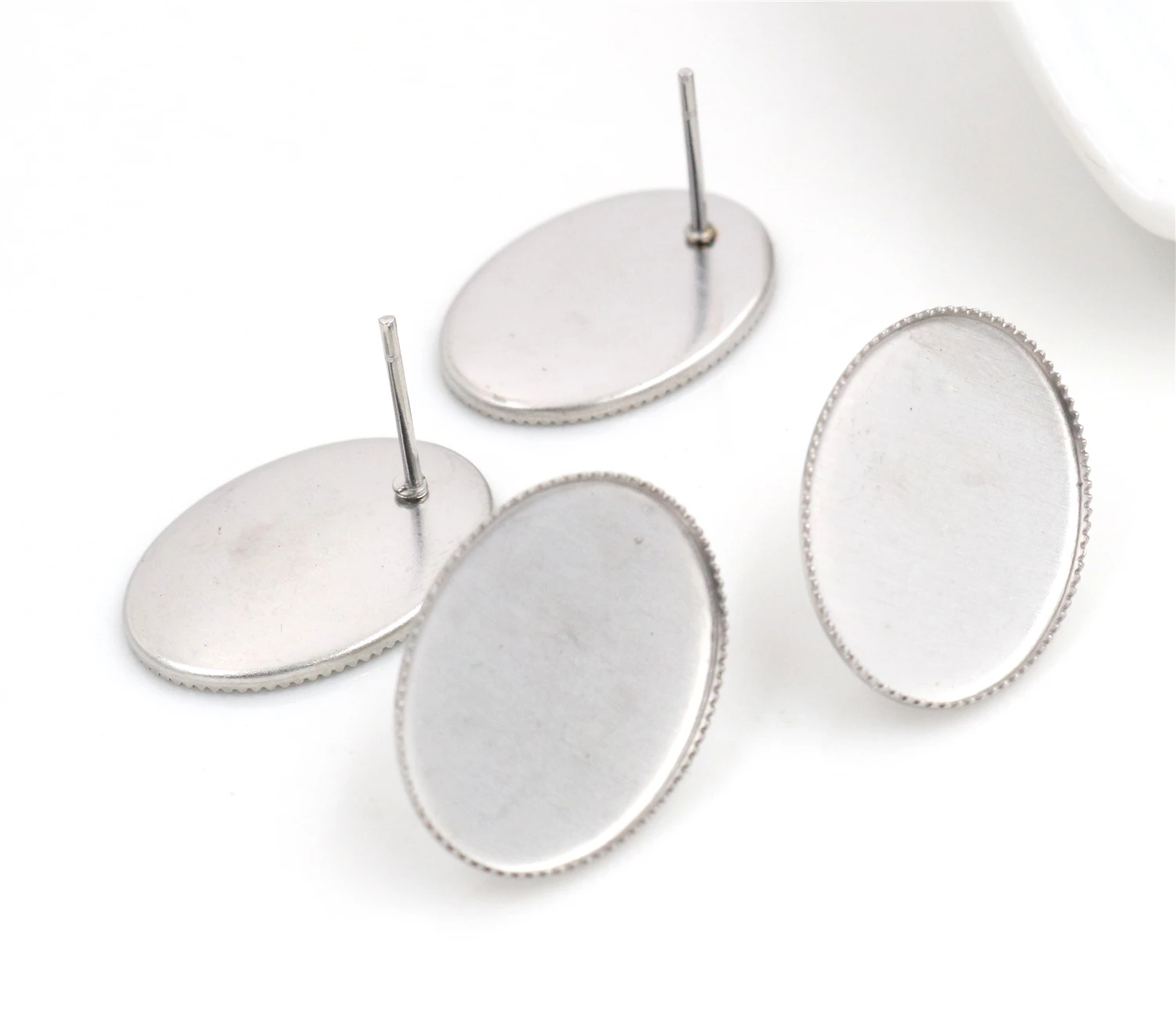 ( No Fade ) 13x18mm 18X25mm 20pcs/Lot 316 Stainless Steel Oval Earring Studs,Earrings Blank/Base,Fit Oval Glass Cabochons