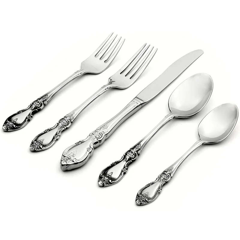 45 Piece Fine Flatware Set 18/10 Stainless Steel, Service for 8, Silver