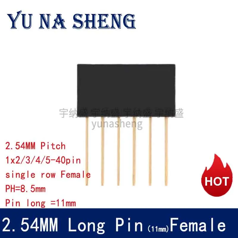 10pcs 2.54MM 2.54 1X2/3/4/6/8/10/15P Pin long11mm Stackable Long Legs Femal Header For Arduino Shield Stlxy