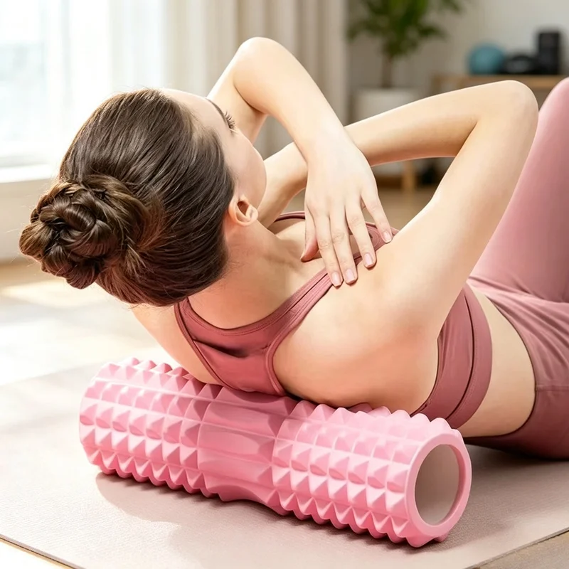 Hohle Schaumstoffrolle 45cm mit Yoga-Block, Massagesäule, Muskelentspannungs- und Dehnungswerkzeug, Pilates-Heimfitness-Ausrüstung