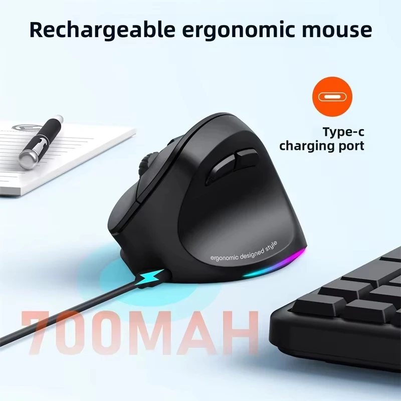 Left Hand 2.4G Wireless Bluetooth Mouse 2400DPI Adjustable Ergonomic Silent Office Mouse For PC Computer MacBook Tablet Laptop