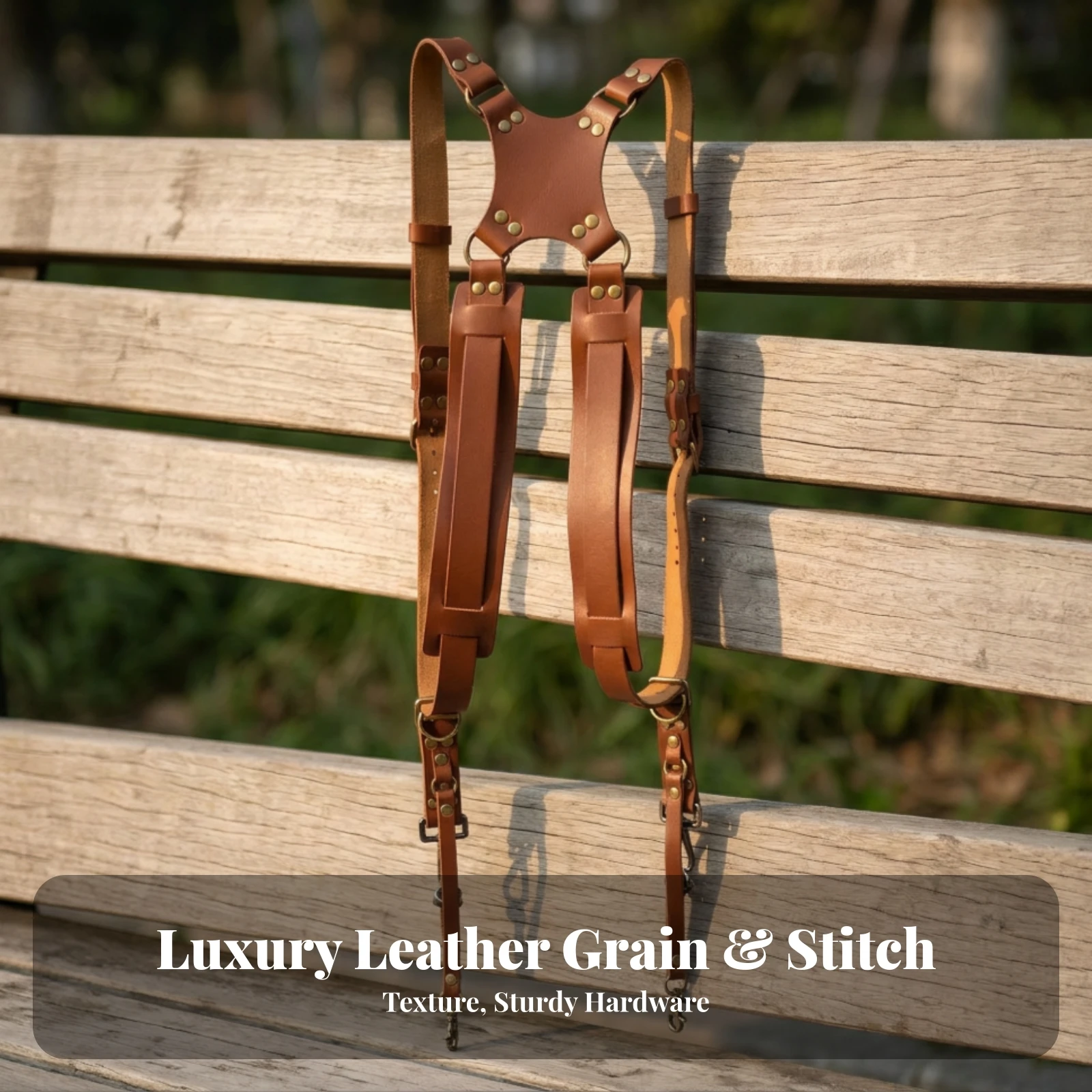 Leather Camera Harness with Double-Shoulder Back Panel Sturdy Twin Camera Harness Professional Secure for Photographers