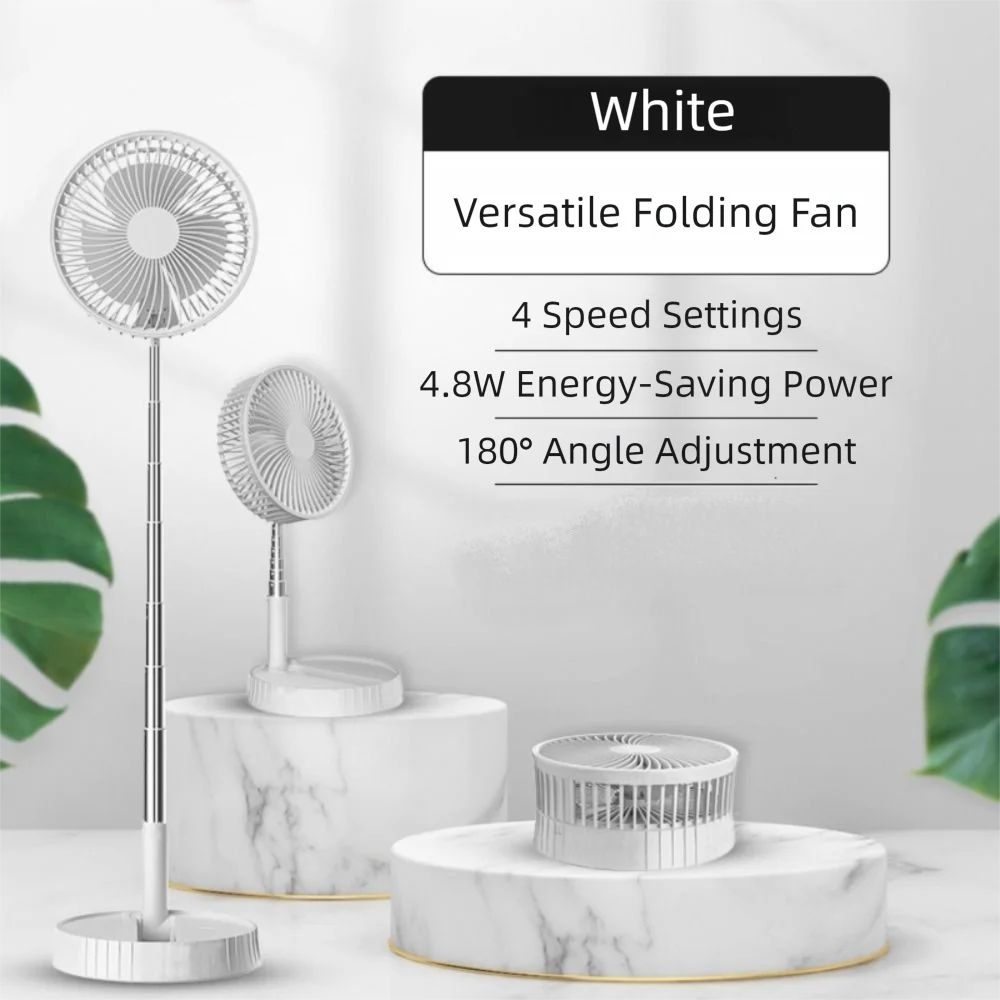 

24H Long Battery Life Telescopic Electric Fan 1m Rotatable Foldable Floor Fan 4 Speed Adjustable Low Noise