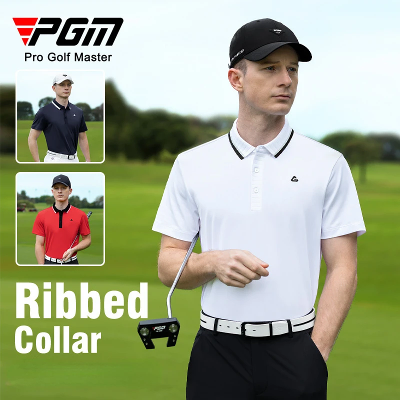 

PGM Golf Wear for Men Shirts Short Sleeve Sport Clothing Outdoor Polo T Shirt with Dry Fit Fabric Design Slim-Fit Summer Casual